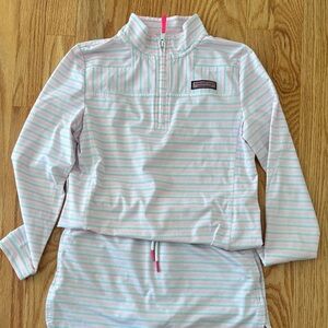 Vineyard Vines Striped quarter zip and skort set